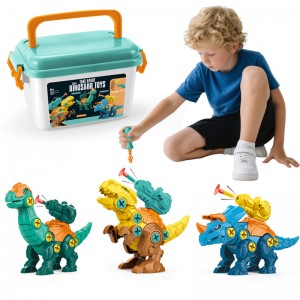 DIY Building Kit Soft Bullets Dart Launch Screws Assembly Dinosaur Toy Set with Drill for Kids STEAM Learning