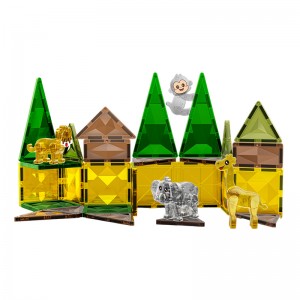 Wholesale Kids 3D Diamond Forest Animals Magnetic Building Tile Toy Set Parent-child interactive