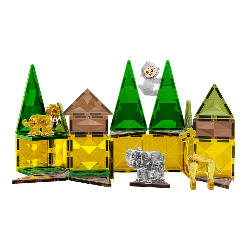 Seata dèideag leacag togail magnetach bheathaichean coille daoimean 3D mòr-reic do chloinn eadar-ghnìomhach pàrant-chloinne