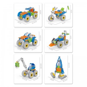 209PCS 6 in 1 Kids Drill Screw Nut Puzzle Building Block Play Kit STEAM Educational Take Part Vehicle Toys DIY Assembly Truck