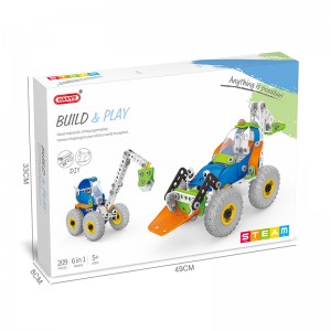 209PCS 6 in 1 Kids Drill Screw Nut Puzzle Building Block Play Kit STEAM Educational Take Part Vehicle Toys DIY Assembly Truck