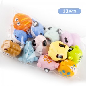 6 Styles Small Cartoon Ocean Animal Vehicles Toys Bulk Toys Party Favors 12pcs/ Bag Mini Pull Back Car Set for Kids Toddlers