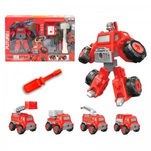 DIY Assembly Deformatable Vehicles to Robots Engineering Firefighting Sanitation Theme Build & Play Toys Set for Kids Education