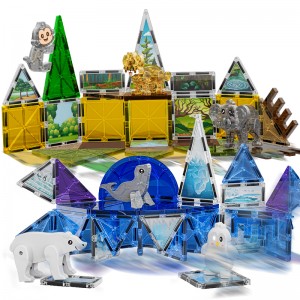 Educational DIY Connecting Magnetic Animals Tiles Building Blocks Toy Set for Kids