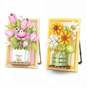 562-633PCS Tulip Sunflower DIY Floral Construction Play Set Home Decor Gift Building Blocks Flowers Toys for Kids STEM Education