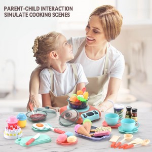 51pcs Pretend Play Music Light Spray Induction Cooker Simulation Tableware Kitchenware Kitchen Food Toy Cooking Set for Kids