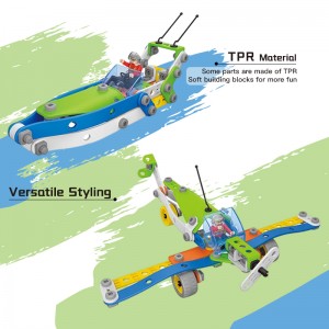 117PCS 5 in 1 Screw Assembly and Disassembly Racing Car Truck Aircraft Boat Model Toys STEAM Building Block Toy Set for Kids