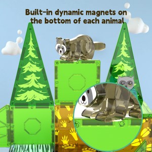 25PCS Magnetic Animals Building Tiles Toy Kids DIY Assembly Forest Theme Magnet Block Set