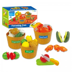 Toddler Learning Color Sorting Set Farming Fun Market Grocery Kitchen Play Food& Seafood Kids Cutting Fruits and Vegetables Toys