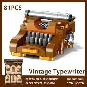 6 Retro DIY Building Block Toys Set – Vintage Typewriter, TV, Globe & More