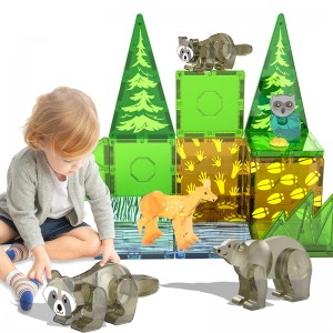 25PCS Magnetic Animals Building Tiles Toy Kids DIY Assembly Forest Theme Magnet Block Set