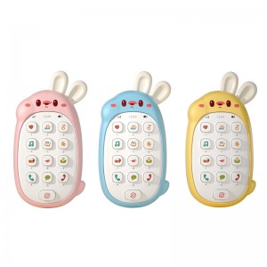 Toddler Montessori Enlighten Music & Light Cellphone Baby Educational Bilingual Mobile Phone Kids Cartoon Rabbit Cell Phone Toy