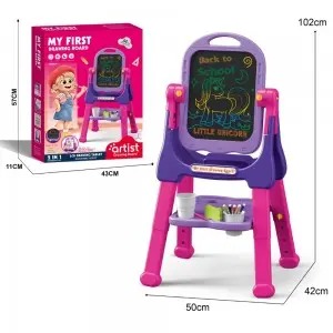 2-in-1 Height-Adjustable Easel with LCD & Traditional Board – 360° Flip, 4 Colors