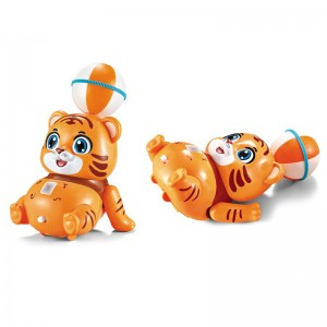 Kids Electric Stunt Animal Toys 360 Degrees Rotation Ball on the Head Battery Operated Tiger Toys with Light & Music