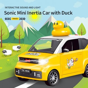 Kids Plastic Friction Powered Police Vehicle Model Duck Decorative Sound & Light Mini Inertial Car Toy with Children Songs