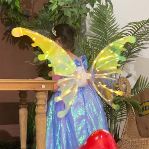 Kids Electric Toy Princess Dress Up Luminous Angel Butterfly Costume Wings Set Party Stage Props DIY Led Fairy Wings for Girls