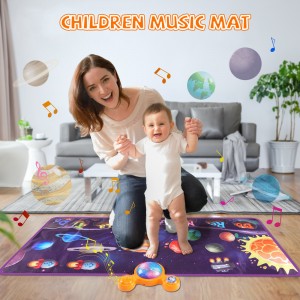 Foldable Space Planet Electronic Dance Pad – Toddlers Touch Play, Early Ed Q&A Interactive Music Mat for Kids