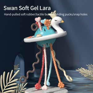 Toddler Sensory Montessori Educational Toys Infant Teething Toy Baby Fine Finger Movement Skill Training Swan Pull String Toy