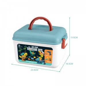 Kids STEM Education DIY Construction Kit Soft Bullets Dart Launch Screws Assembly Dinosaur Toy Set with Drill & Storage Box