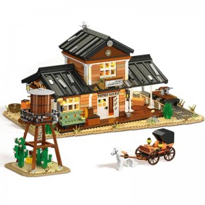 3288PCS Western Railway Modular Building Blocks with LED – Double-Layer Station Toy