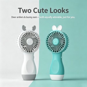 Animal Cute Handheld Fan with Antler & Rabbit Ear Designs – Fixed Speed 40-60min Portable Cooling