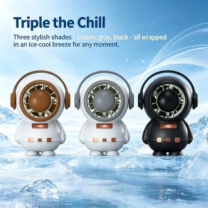 Astronaut 3-Speed Portable Fan with Metallic Finish – Sci-Fi Desk Decor & Cooling Gift