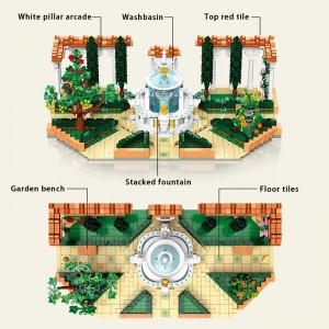 1586PCS Fountain Square European Street Building Blocks – Symmetrical Architecture Model
