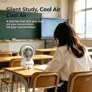 Astronaut 3-Speed Portable Fan with Metallic Finish – Sci-Fi Desk Decor & Cooling Gift
