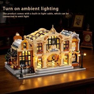 3220PCS Retro Steam Train Station Modular Building Blocks with LED – Vintage Railway Toy