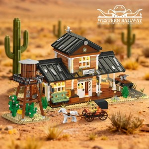 3288PCS Western Railway Modular Building Blocks with LED – Double-Layer Station Toy