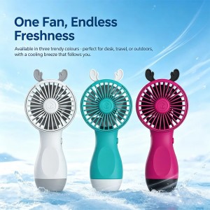 Animal Cute Handheld Fan with Antler & Rabbit Ear Designs – Fixed Speed 40-60min Portable Cooling