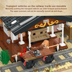 3288PCS Western Railway Modular Building Blocks with LED – Double-Layer Station Toy