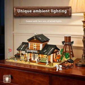 3288PCS Western Railway Modular Building Blocks with LED – Double-Layer Station Toy
