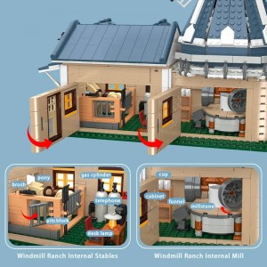 1742PCS Windmill Farm Building Blocks with LED – Mechanical Linkage & Animal Figures Toy