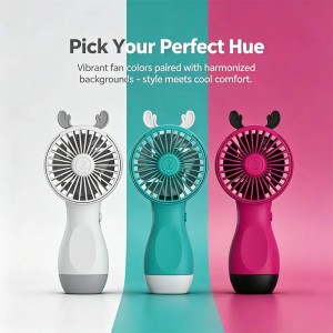 Animal Cute Handheld Fan with Antler & Rabbit Ear Designs – Fixed Speed 40-60min Portable Cooling