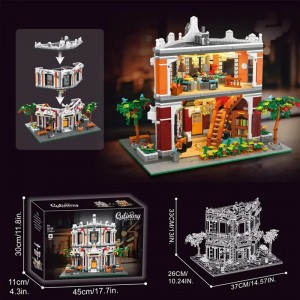 2743PCS European Culinary Institute Building Blocks with LED – Neoclassical Architecture Toy