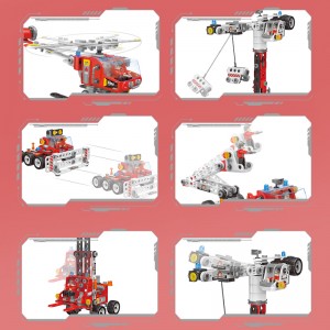 187PCS STEM Screw Nut Assembling Fire Fighting Vehicle Helicopter Toys Educational Fire Rescue Truck Building Block Set for Kids