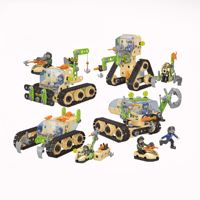 Awọn ọmọ STEM Ẹkọ DIY Apejọ Army Tank Helicopter Truck Awọn ọmọ ogun Awoṣe Toy Military Vehicle Series Building Block Sets
